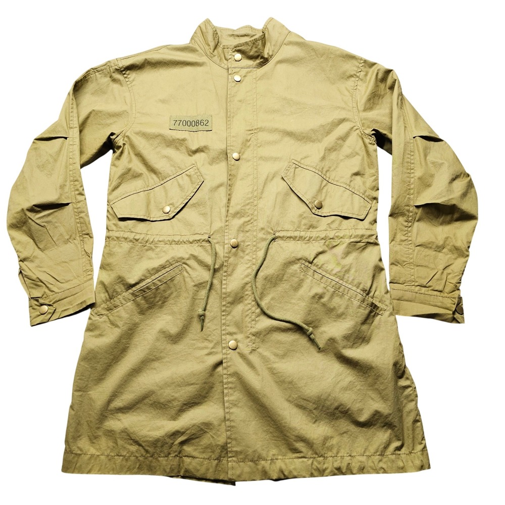 Zara Woman Olive Green Utility Parka Jacket Drawstring Waist Lightweight Size XS